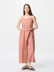 Женский льняной комбинезон Uniqlo с поясом 1159849961 (Оранжевый S)