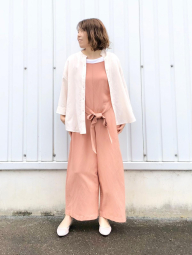 Женский льняной комбинезон Uniqlo с поясом 1159849961 (Оранжевый S)