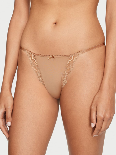 Гладкий комплект білизни Victoria's Secret погруддя Push-Up і трусики стрінг бікіні 1159838192 (Бежевий 32A/XS)