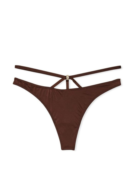 Гладкий комплект білизни Victoria's Secret погруддя та трусики тонг 1159838224 (Коричневий 36C/L)