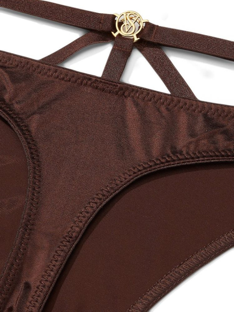Гладкий комплект білизни Victoria's Secret погруддя та трусики тонг 1159838224 (Коричневий 36C/L)