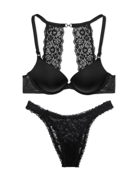 Комплект білизни Victoria's Secret погруддя Push-up і трусики бразиліана 1159838263 (Чорний 32C/S)