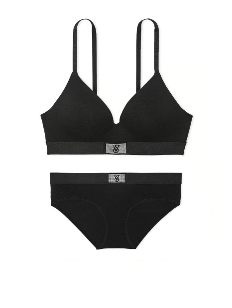 Жіночий комплект білизни Victoria's Secret ліф та трусики хіпхагери 1159838387 (Чорний 34B/S)