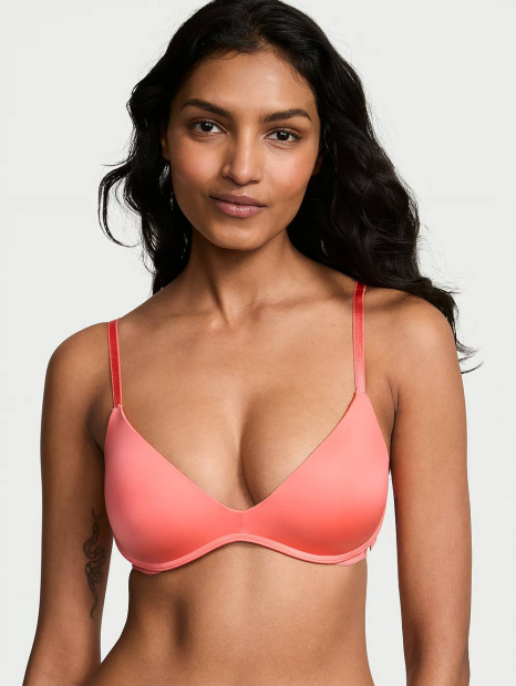 Шикарний комплект білизни Victoria's Secret погруддя Push-Up та трусики тонг 1159838425 (Помаранчевий 32B/XS)