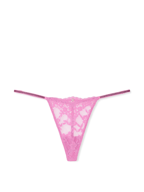 Кружевной комплект белья Victoria's Secret бюстгальтер Push-up и трусики стринги со стразами 1159838640 (Розовый 38B/L)