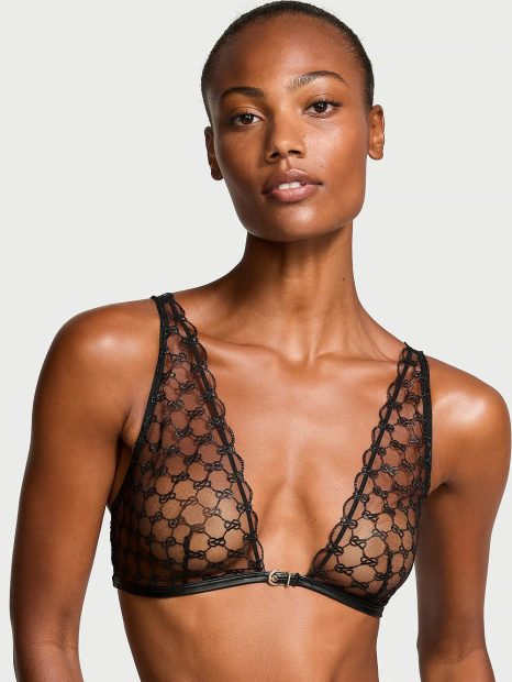 Комплект белья Victoria's Secret лиф триангл и трусики стринги 1159838641 (Черный S)