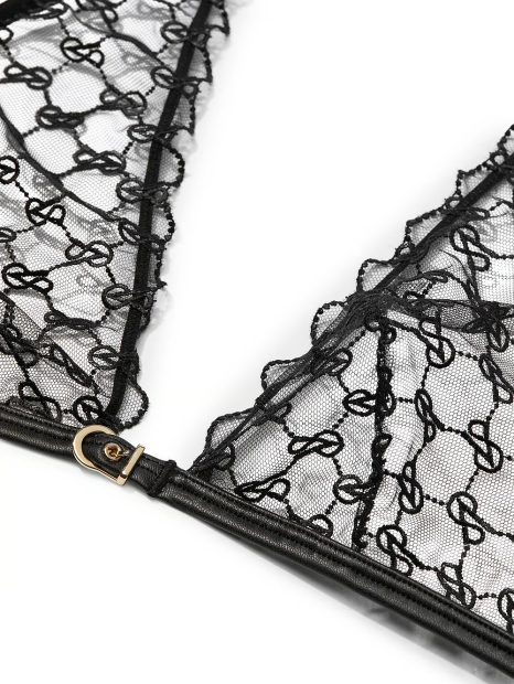 Комплект белья Victoria's Secret лиф триангл и трусики стринги 1159838641 (Черный S)