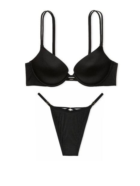 Эффектный комплект Victoria's Secret бюст Push-Up и трусики бразильяны 1159838872 (Черный 40D/XXL)