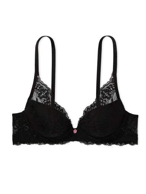 Кружевной комплект белья Victoria's Secret бюстгальтер и трусики бикини 1159838890 (Черный 36DDD/L)