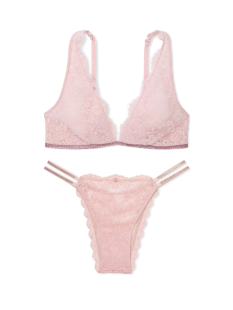 Шикарний комплект білизни Victoria's Secret ліф та трусики бразиліана зі стразами 1159838962 (Рожевий XXL)
