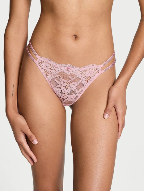 Шикарний комплект білизни Victoria's Secret ліф та трусики бразиліана зі стразами 1159838962 (Рожевий XXL)