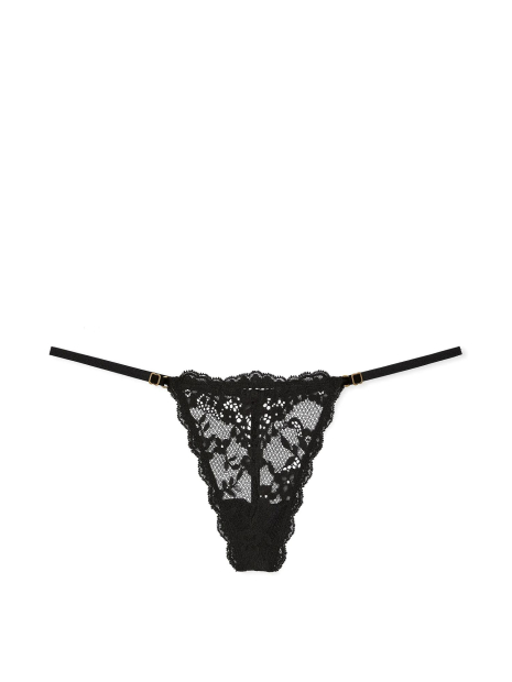 Кружевной комплект Victoria's Secret бюстгальтер со стразами и трусики стринги 1159839051 (Черный XS)