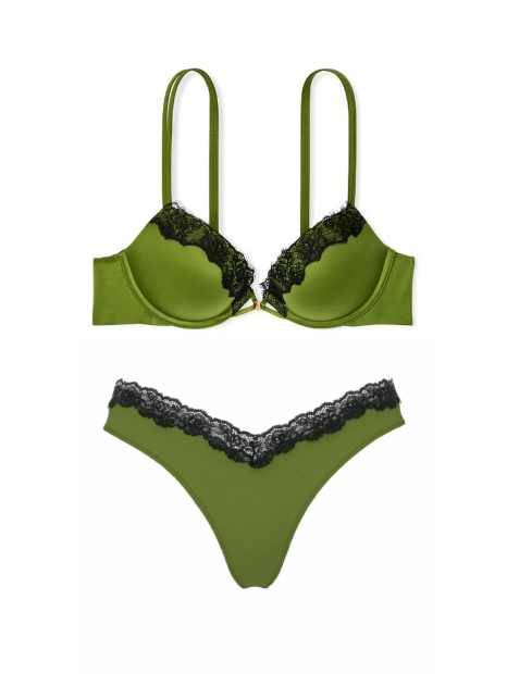 Жіночий комплект білизни Victoria's Secret погруддя Push-Up та трусики тонг 1159839125 (Зелений 38C/L)