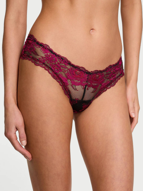 Шикарный кружевной комплект белья Victoria's Secret бюст и трусики чики 1159839190 (Черный/Розовый 32B/XS)