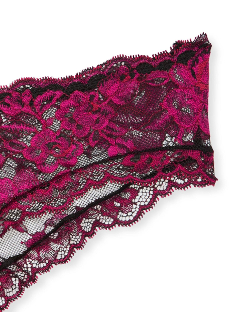 Шикарный кружевной комплект белья Victoria's Secret бюст и трусики чики 1159839190 (Черный/Розовый 32B/XS)