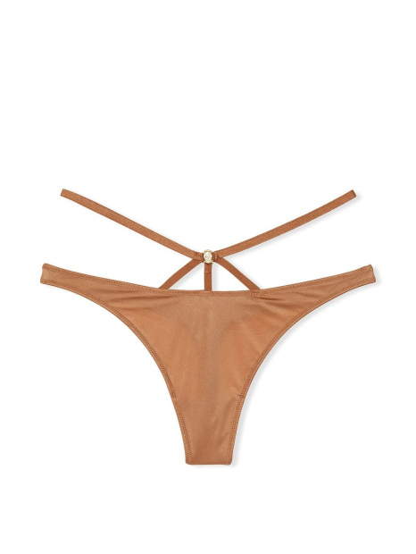 Гладкий комплект белья Victoria's Secret бюст Push-Up и трусики тонг 1159839249 (Коричневый 32B/XS)