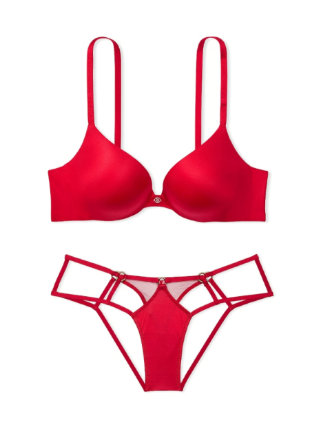 Комплект білизни Victoria's Secret погруддя Push-Up та трусики чики 1159839260 (Червоний 38C/L)