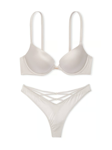 Комплект белья Victoria's Secret бюст Push-Up и трусики тонг 1159839302 (Серый 34A/S)