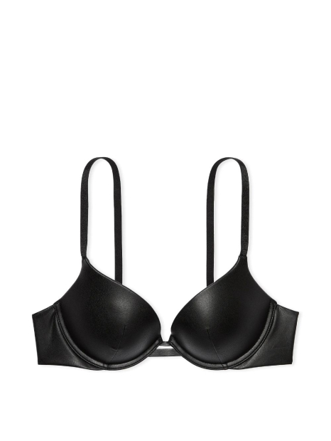 Шикарный комплект белья из экокожи Victoria's Secret бюст Push-up и трусики бикини 1159839335 (Черный 34A/XS)