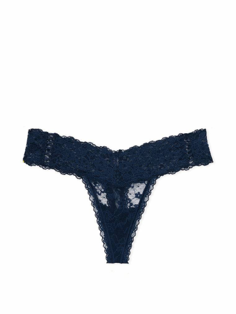 Мереживний комплект білизни Victoria's Secret погруддя Push-Up та трусики тонг 1159839625 (Синій 34B/S)