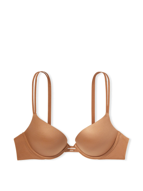 Гладкий комплект белья Victoria's Secret бюст Push-Up и трусики тонг 1159839881 (Коричневый 38DD/XL)