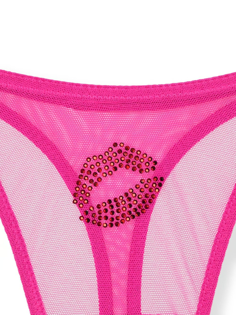 Комплект білизни Victoria's Secret бюст та трусики тонг зі стразами 1159839975 (Рожевий 38C/XL)