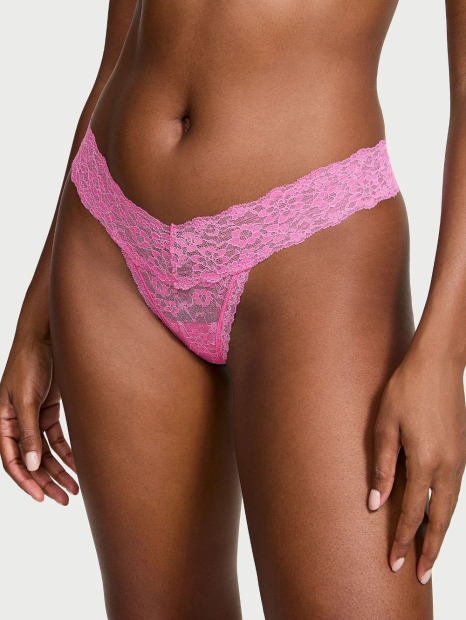 Мереживний комплект білизни Victoria's Secret бюстгальтер Push-up та трусики тонг 1159840052 (Рожевий 34B/S)