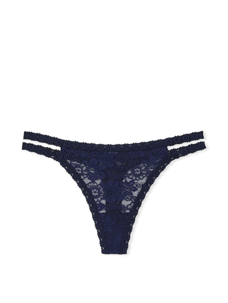 Мереживний комплект білизни Victoria's Secret Pink корсетний топ та трусики тонг 1159840110 (Синій S)