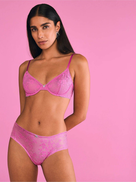 Мереживний комплект білизни Victoria's Secret бюст і трусики 1159840147 (Рожевий 32C/S)