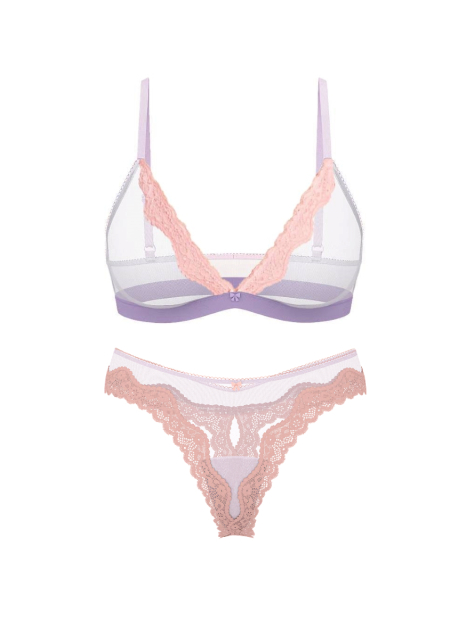 Комплект белья Victoria's Secret бралетт триангл и трусики тонг 1159840213 (Сиреневый L)