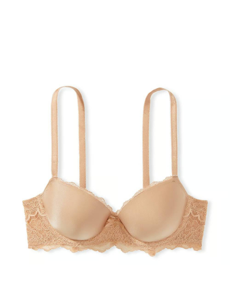 Женский гладкий комплект Victoria's Secret лиф и трусики стринг бикини 1159840245 (Бежевый 40C/XL)