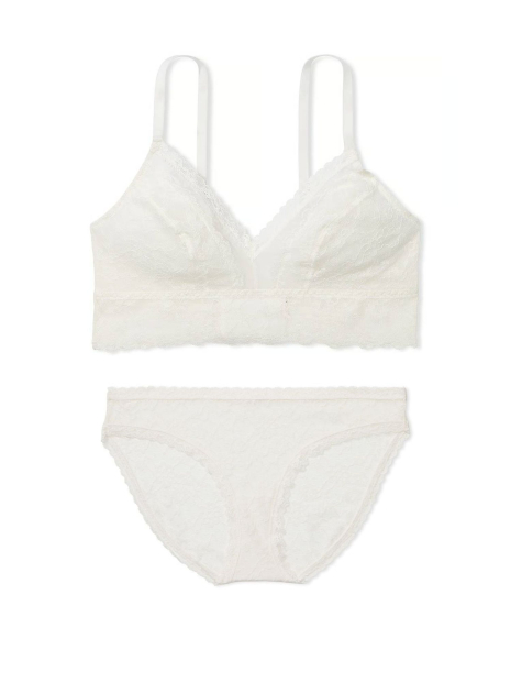 Шикарный комплект белья Victoria's Secret бралетт и трусики бикини 1159840380 (Молочный M)