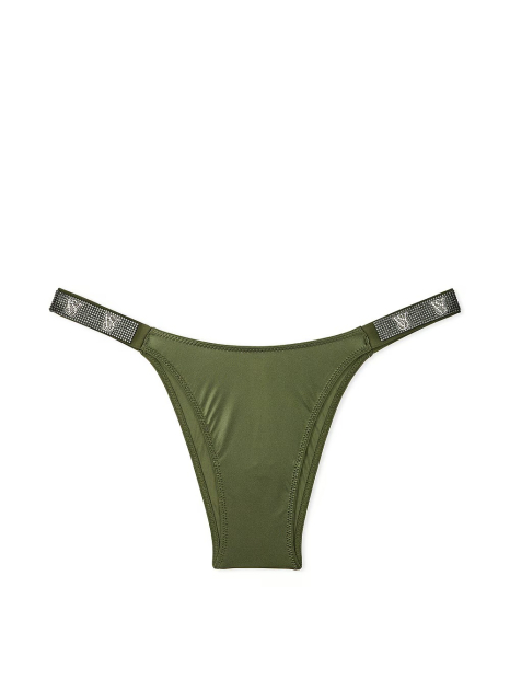 Комплект белья со стразами Victoria's Secret лиф Push-up и трусики базильяны 1159840416 (Зеленый 32C/XS)
