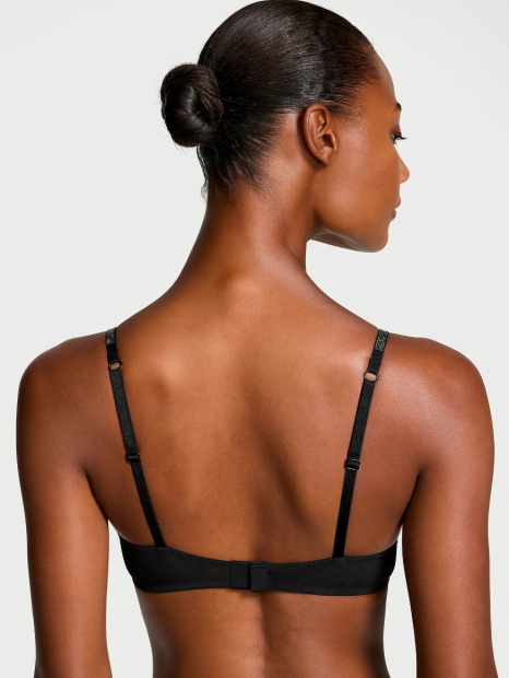 Эффектный комплект белья Victoria's Secret лиф и трусики тонг со стразами 1159840434 (Черный 38C/L)