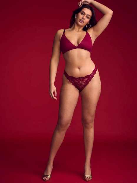 Комплект білизни Victoria's Secret бралетт та трусики тонг 1159840560 (Бордовий L)