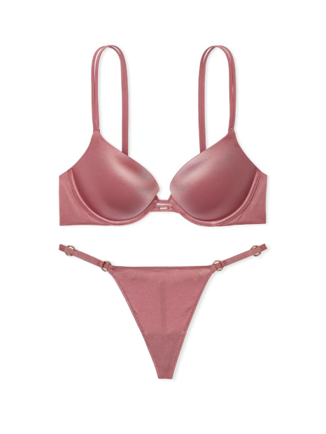 Женский комплект белья Victoria's Secret бюст Push-up и трусики стринги 1159840616 (Розовый 34A/S)
