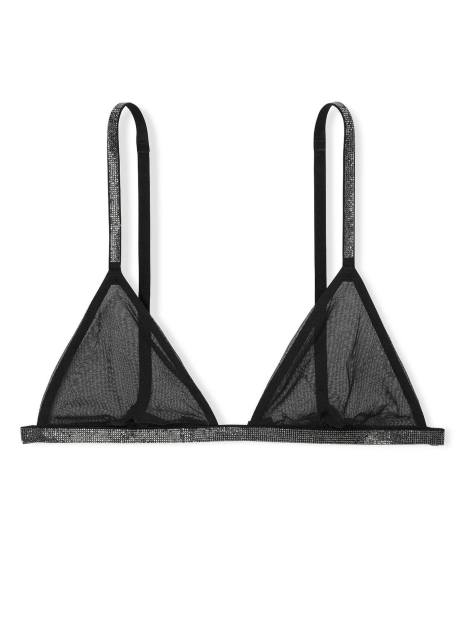 Комплект белья Victoria's Secret бралетт триангл и трусики бикини со стразами 1159840816 (Черный L)