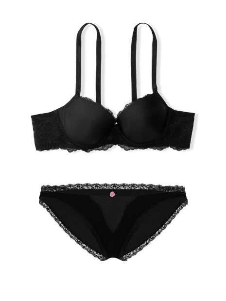 Женский комплект белья Victoria's Secret лиф и трусики бикини 1159841053 (Черный 32A/XS)