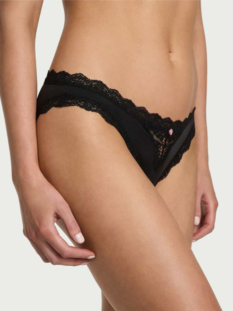 Женский комплект белья Victoria's Secret лиф и трусики бикини 1159841053 (Черный 32A/XS)