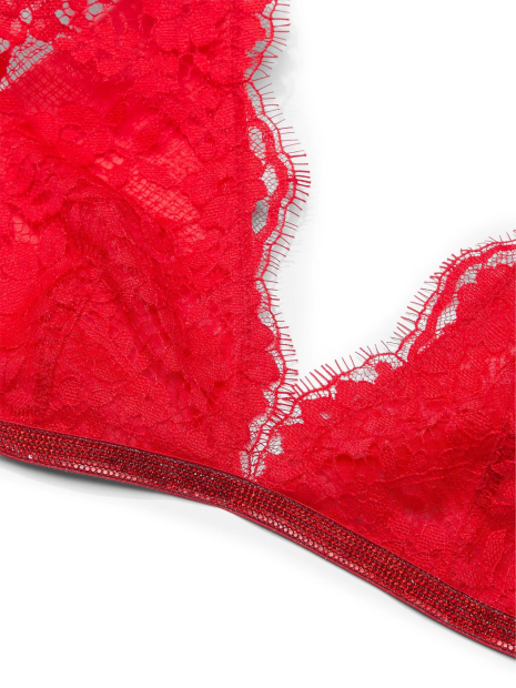 Шикарный комплект белья Victoria's Secret лиф триангл и трусики стринги со стразами 1159841155 (Красный XS)