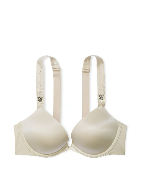 Комплект белья со стразами Victoria's Secret бюст Push-up и трусики тонг 1159841871 (Молочный 36B/M)