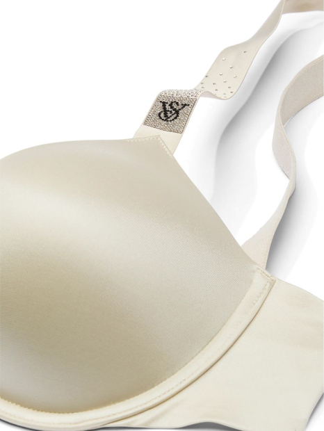 Комплект белья со стразами Victoria's Secret бюст Push-up и трусики тонг 1159841871 (Молочный 36B/M)