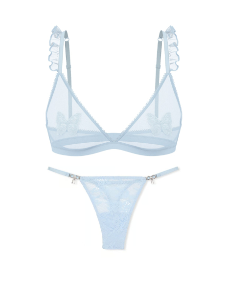 Комплект белья Victoria's Secret бралетт триангл и трусики тонг 1159841923 (Голубой L)