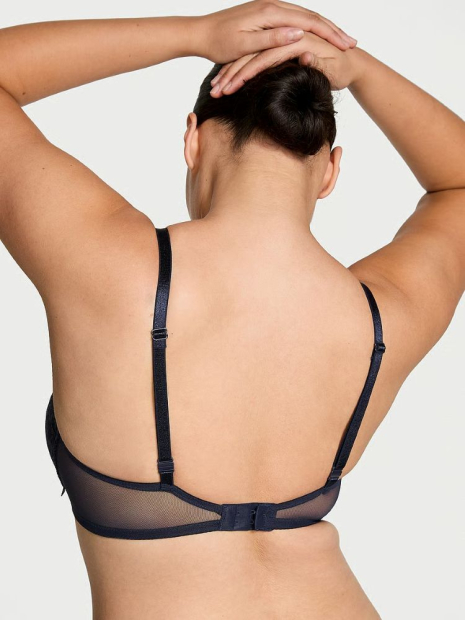 Кружевной комплект белья Victoria's Secret бюст Push-up и трусики тонг 1159842468 (Синий 34B/S)