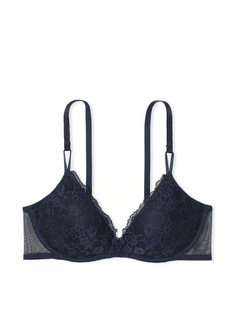 Кружевной комплект белья Victoria's Secret бюст Push-up и трусики тонг 1159842468 (Синий 34B/S)
