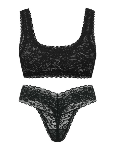 Роскошный кружевной комплект Victoria's Secret бралетт и трусики тонг 1159842594 (Черный M)