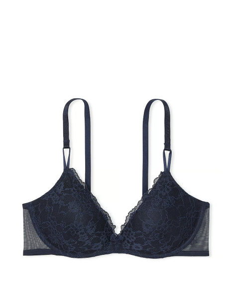 Мереживний комплект білизни Victoria's Secret бюст Push-Up і бікіні трусики 1159842608 (Синій 36B/L)