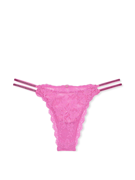 Женский комплект белья Victoria's Secret лиф Push-Up и трусики бразилиана со стразами 1159844214 (Розовый 34B/M)