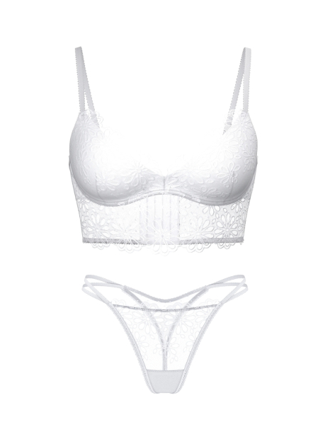Эффектный комплект Victoria's Secret бюст Push-Up и трусики тонг 1159844604 (Белый 32A/XS)