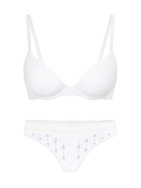 Комплект білизни Victoria's Secret погруддя Push Up та трусики тонг 1159846804 (Білий 34A/S)